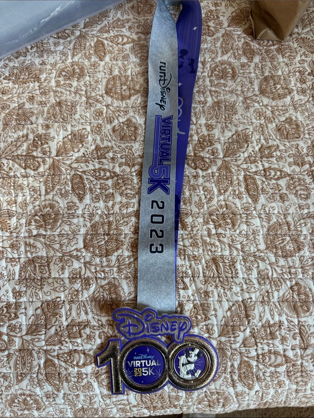Disney Purple & Silver 2023 Virtual 5K Commemorative Wall Medal